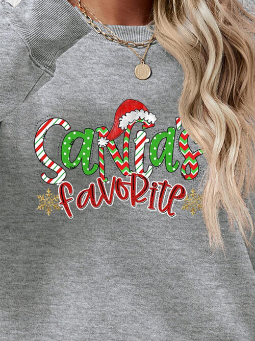 CHRISTMAS THEMED Letter Graphic Round Neck Long Sleeve Sweatshirt