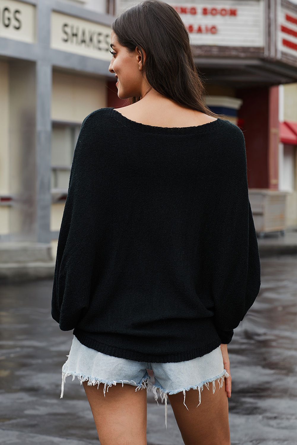 Women's Scoop Neck Drop Shoulder Sweater