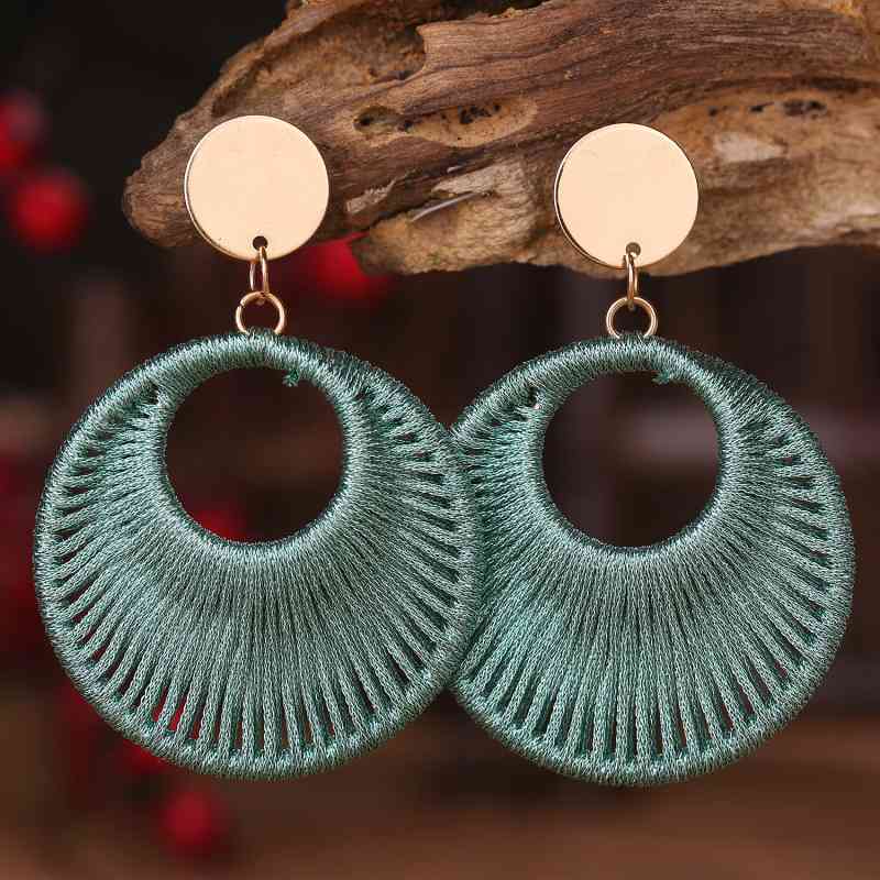 So Beautiful Cotton Cord Round Geometric Drop Earrings