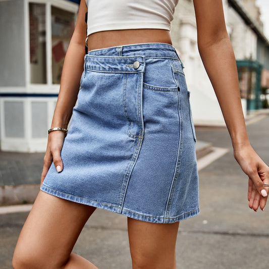 ZoeBeautifulLife Asymmetrical Denim Mini Skirt