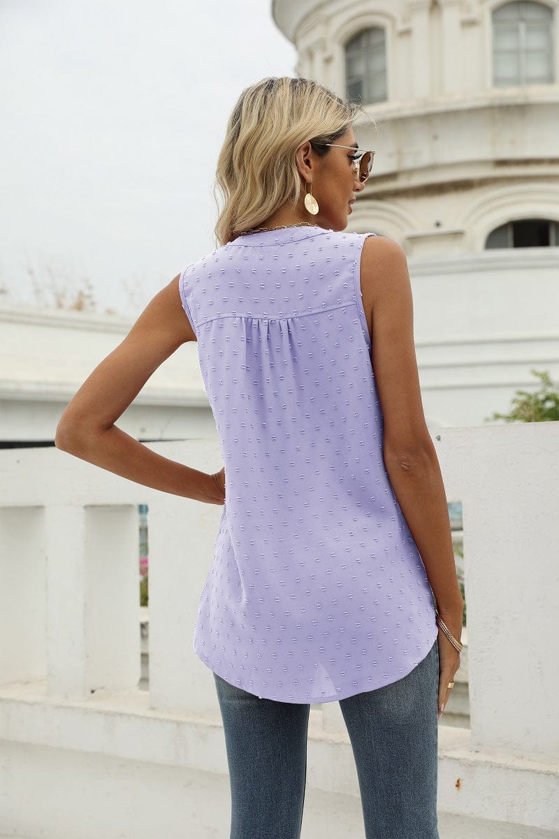 Full Size Swiss Dot Notched Neck Tank