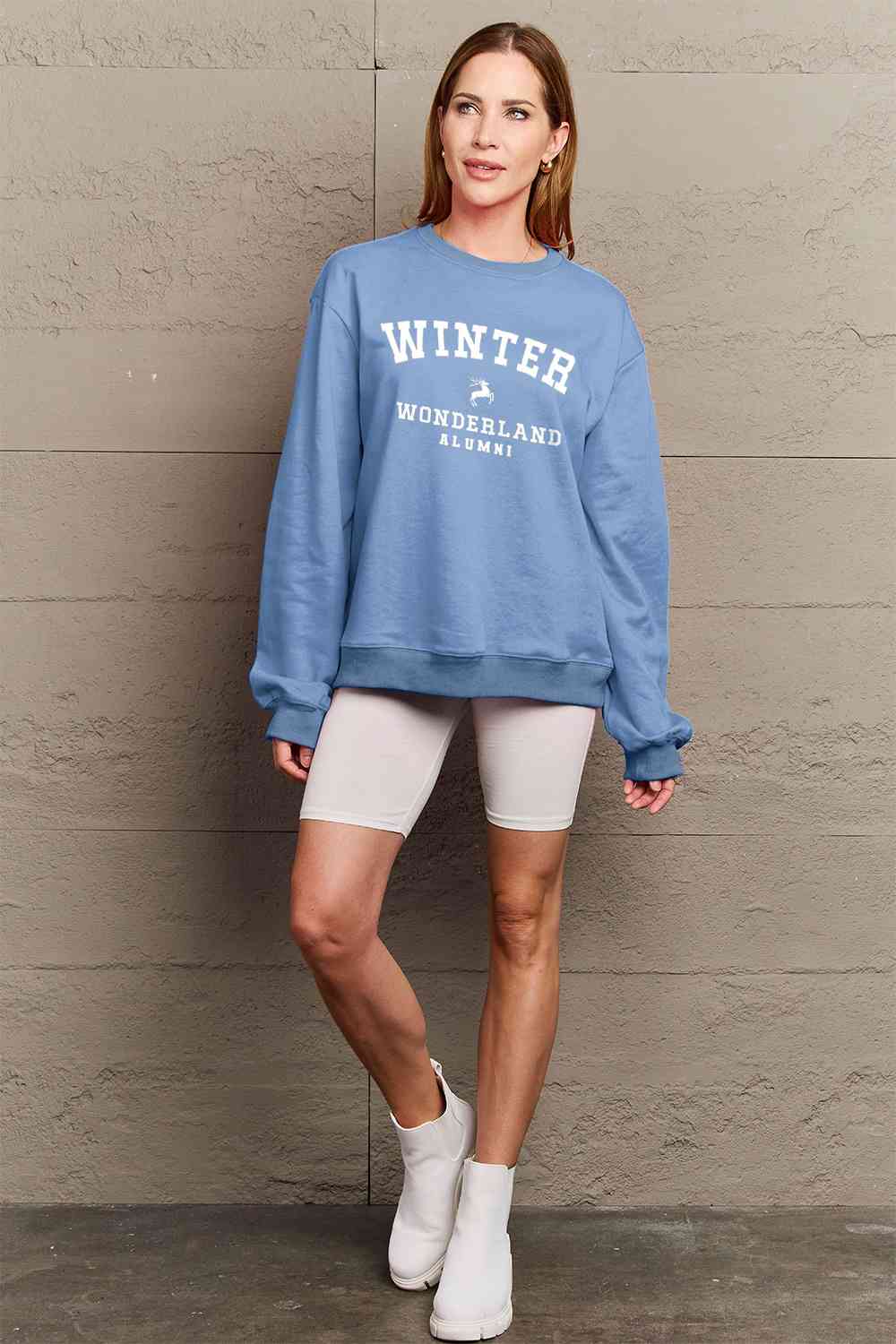 Simply Love Full Size WINTER WONDERLAND ALUMNI Graphic CHRISTMAS Long Sleeve Sweatshirt