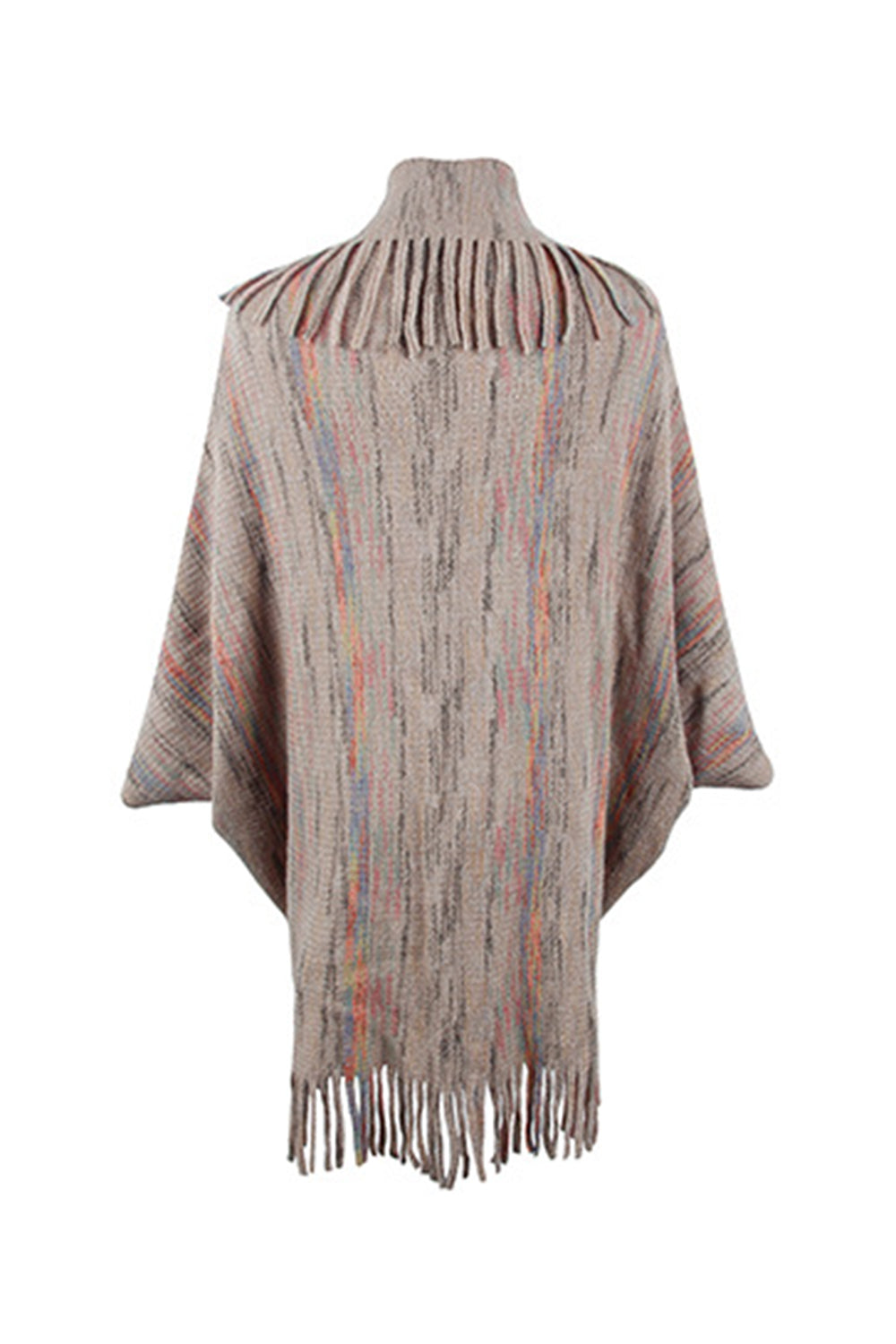 One Size Fringe Detail Printed Poncho