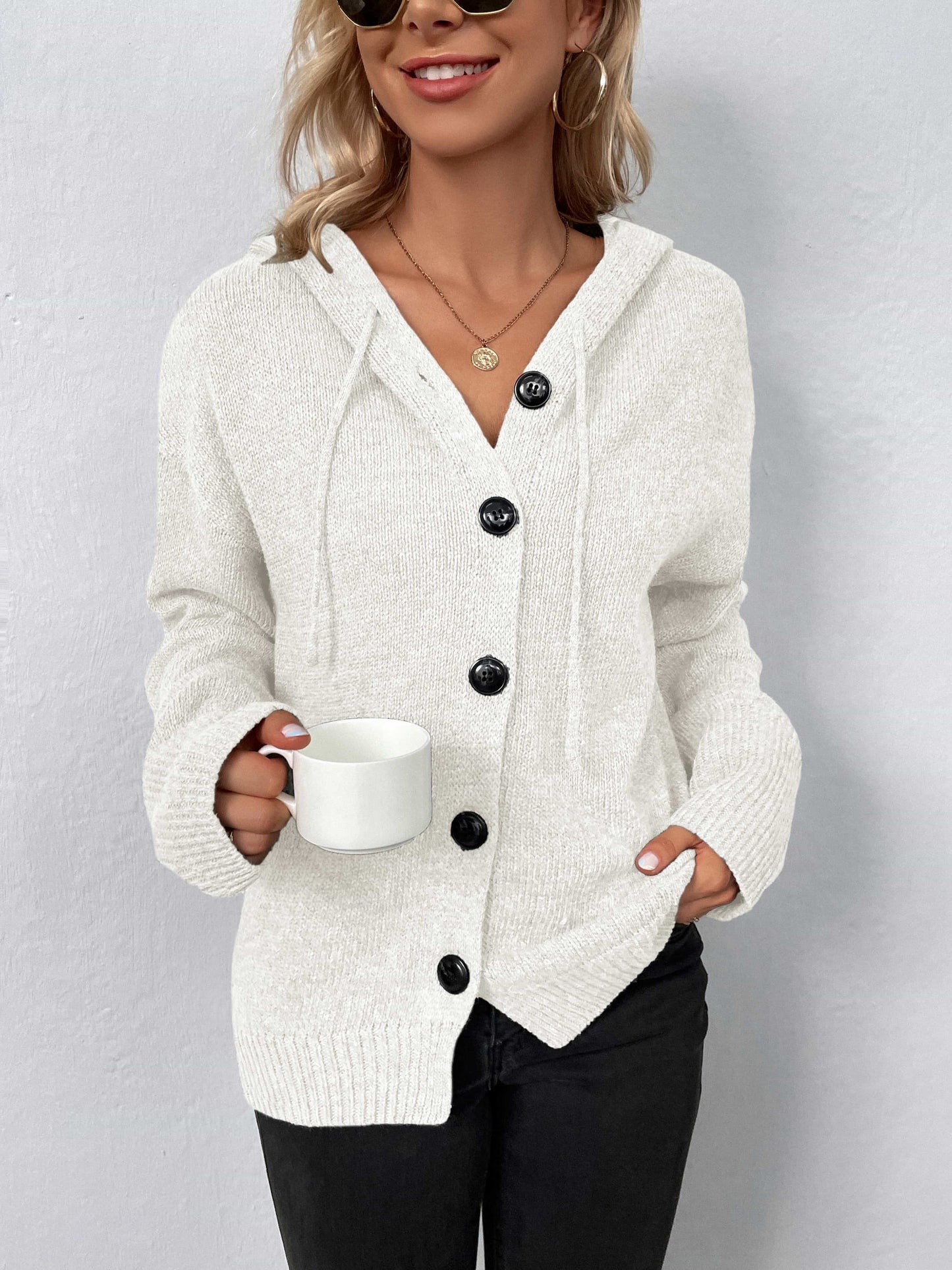 TrendiStyles Button-Down Long Sleeve Hooded Sweater 🦋