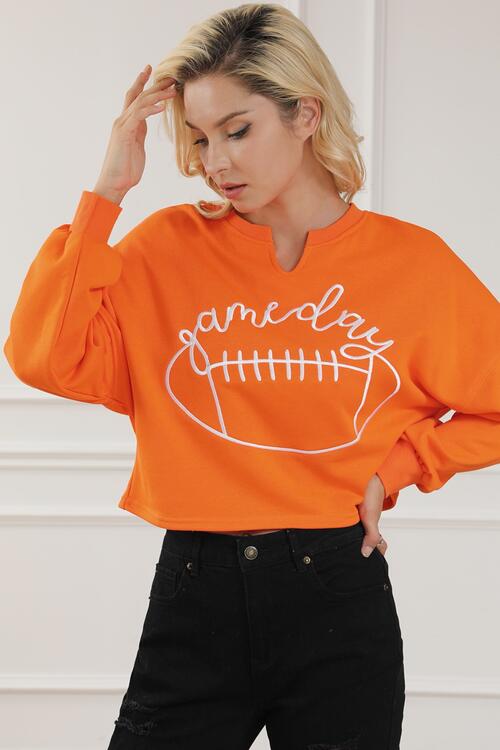 GAME DAY Ball Graphic Notched Sweatshirt