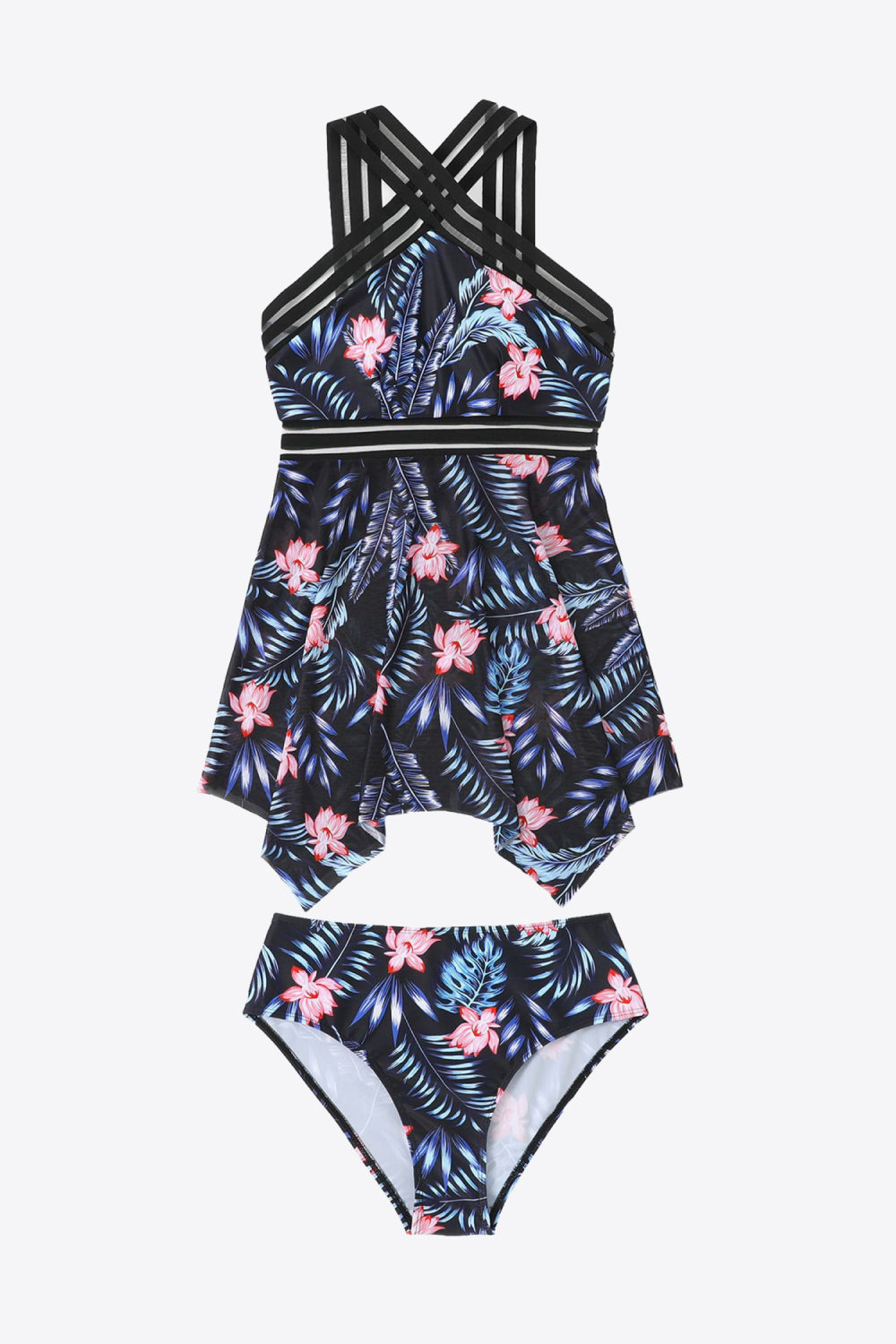 Women's Printed Swim Dress and Bottoms Swimsuit Set