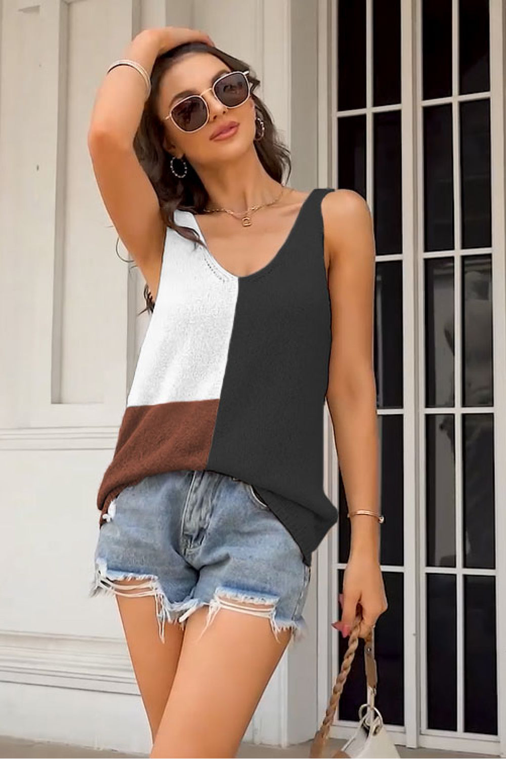 SoBeautiful Color Block Knit Tank