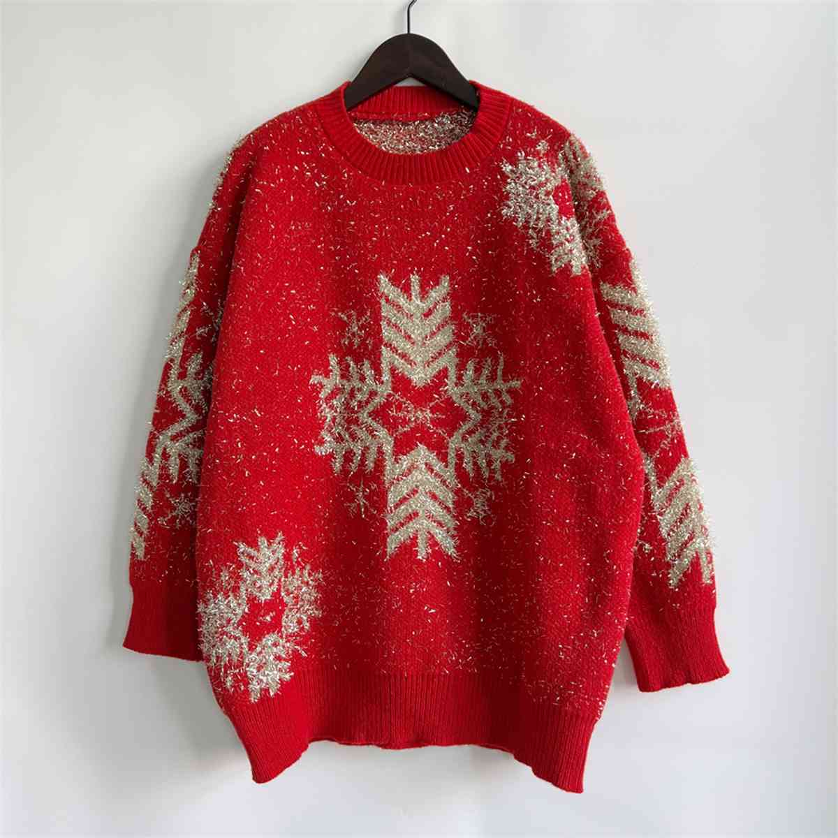 CHRISTMAS Snowflake Pattern Long Sleeve Sweater