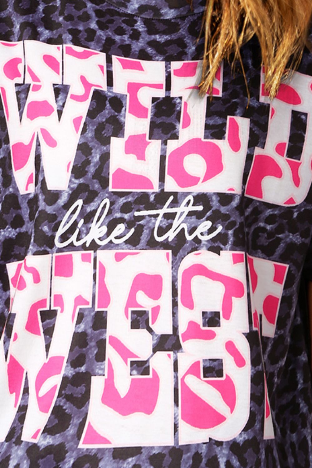 Women's Slogan Graphic Leopard Tee