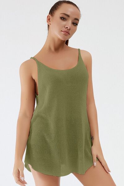 Scoop Neck Spaghetti Strap Knit Cami