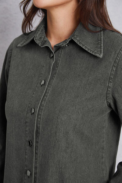 Women's CallistaAnn Collared Neck Button Up Denim Top