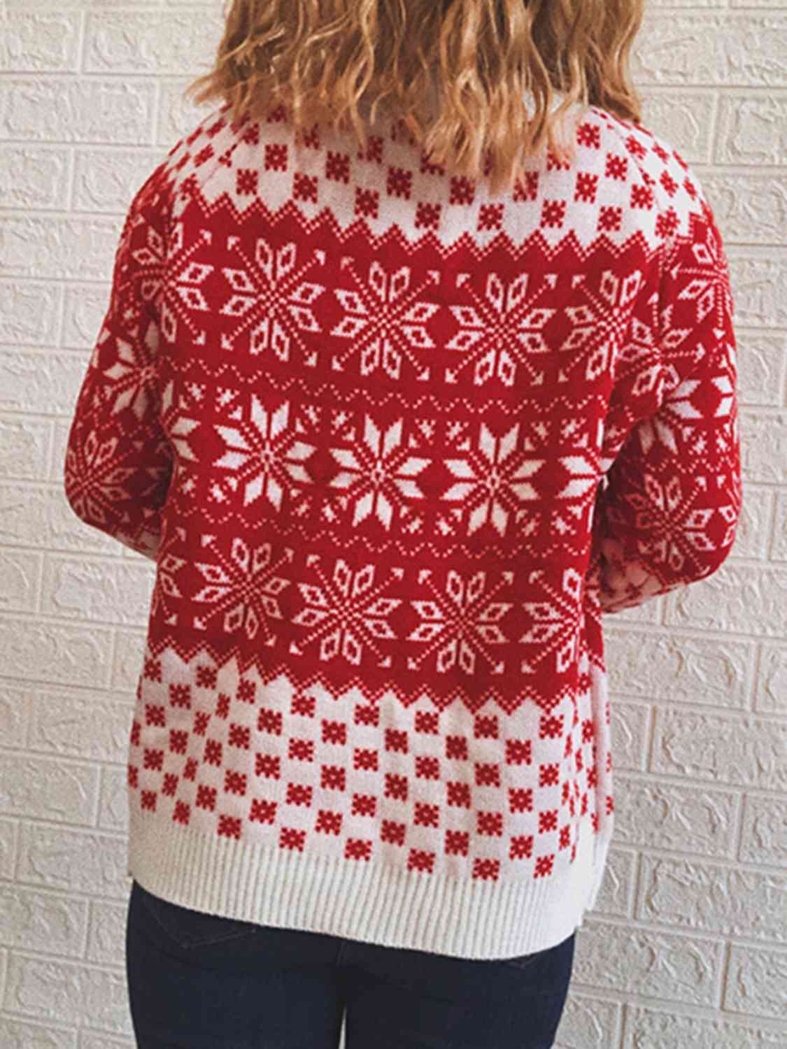 CHRISTMAS Snowflake Pattern Long Sleeve Sweater