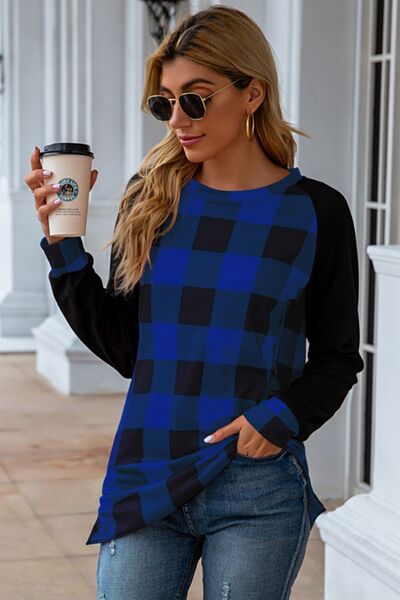 Women's Jasira Plaid Round Neck Long Sleeve T-Shirt