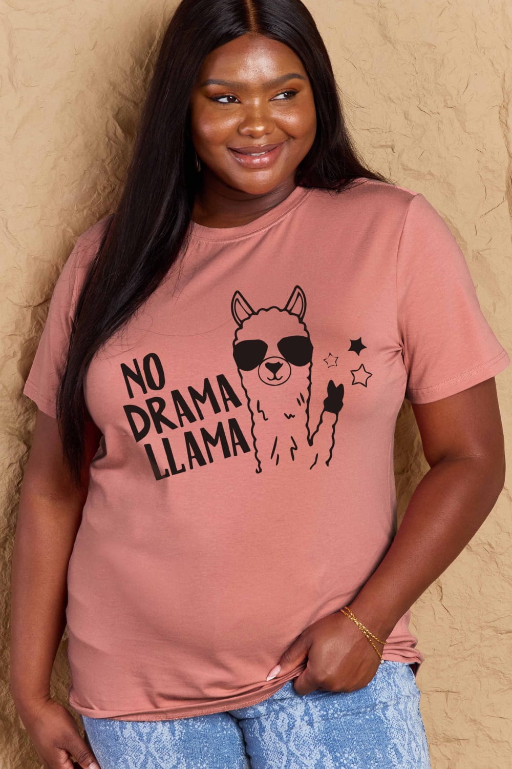 Malibu Dreams Simply Love Full Size NO DRAMA LLAMA Graphic Cotton Tee