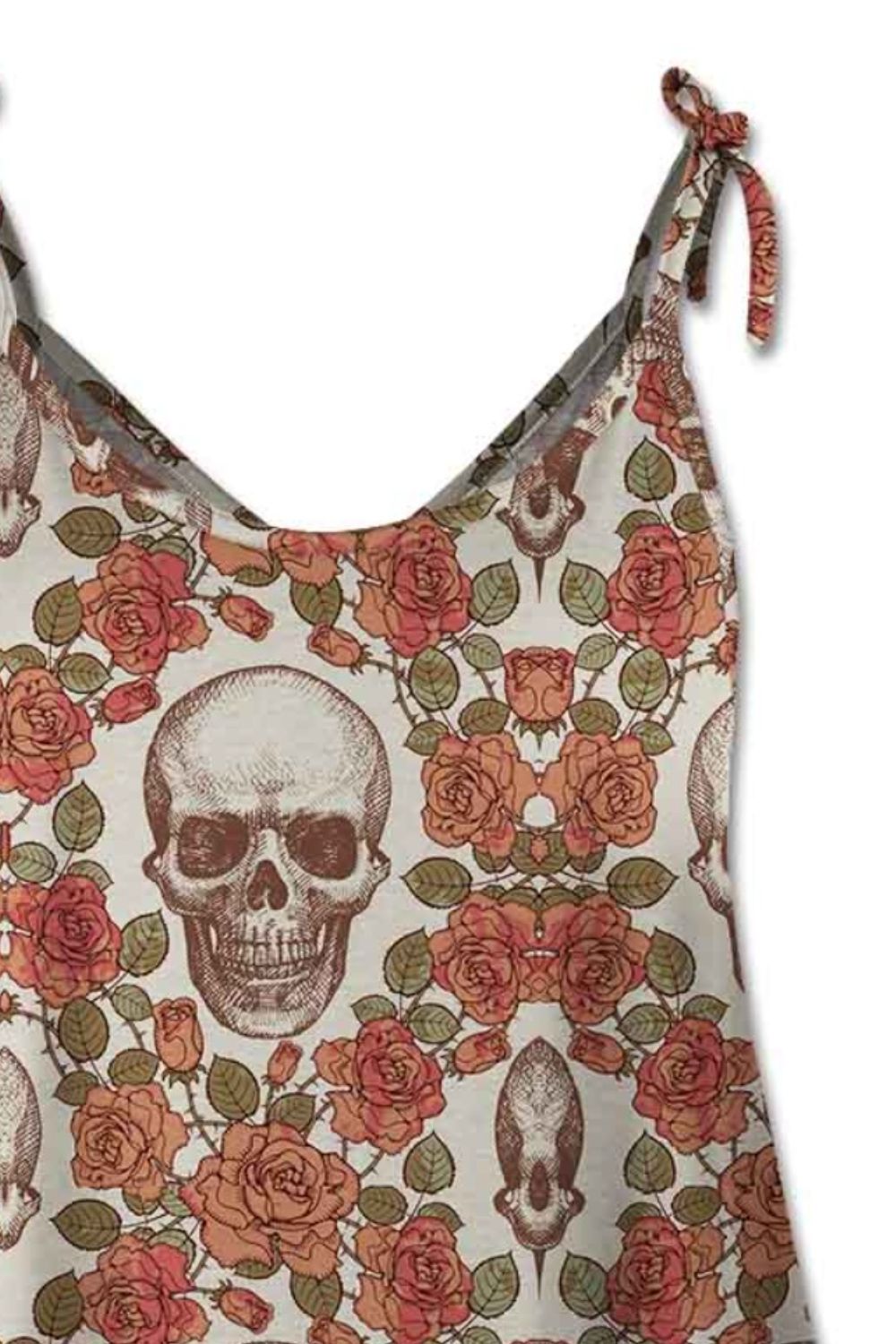 Skull Scoop Neck Tie Shoulder Cami