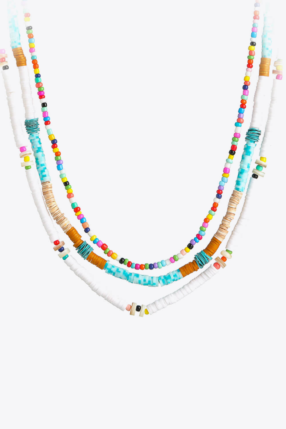 Women's Multicolored Bead Necklace Three-Piece Set