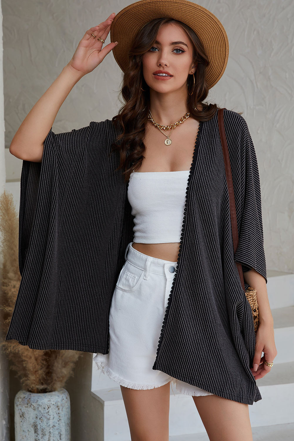 Sophia & Grace Open Front Dolman Sleeve Cardigan