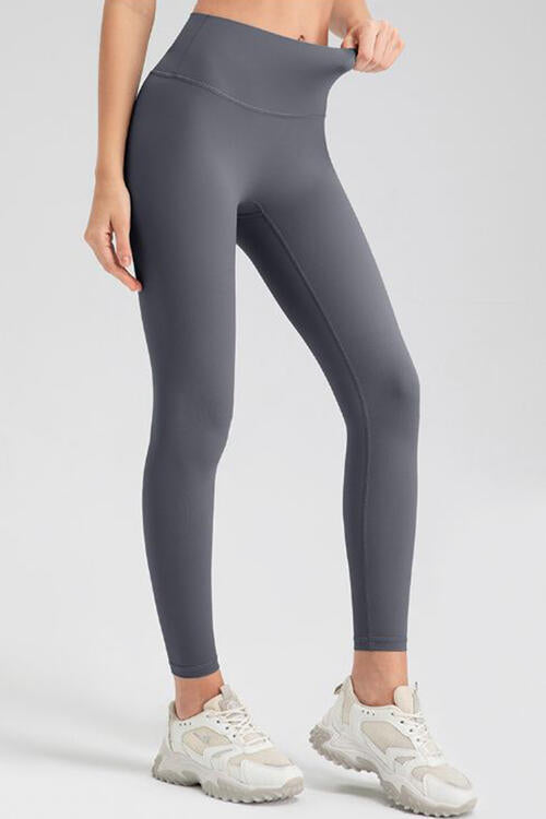 Basic Style High-Stretch Wide Waistband Sport Leggings