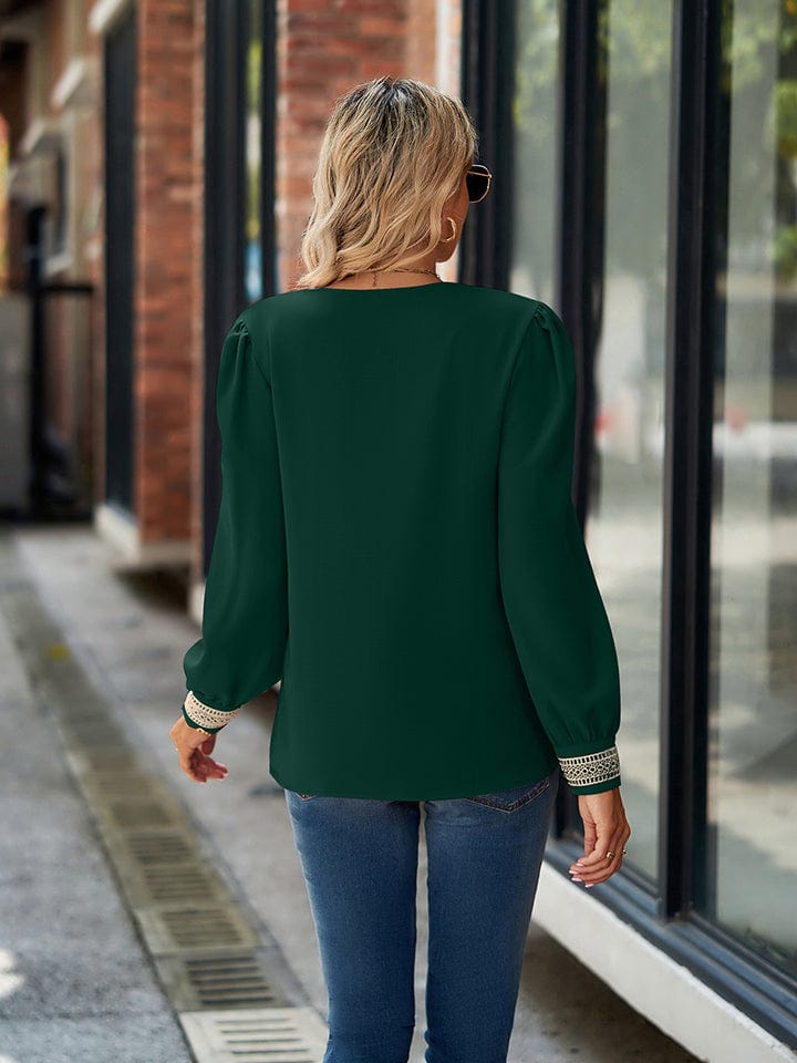 Full Size V-Neck Long Sleeve Blouse