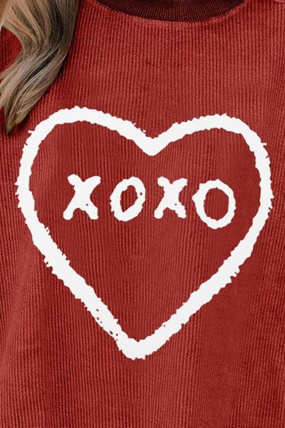 Heart Letter Graphic Round Neck Sweatshirt