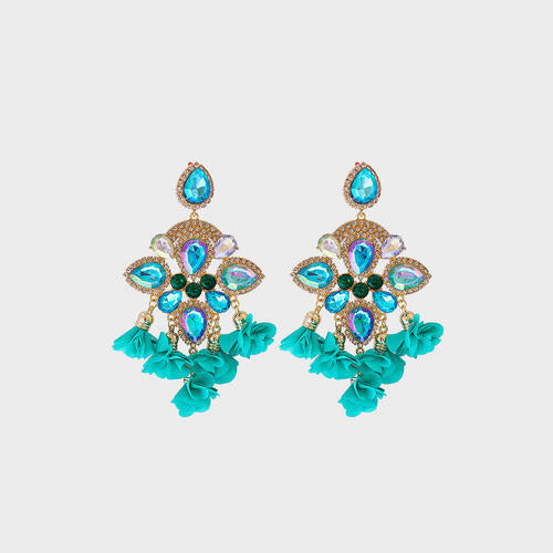 Flower Shape Rhinestone Alloy Dangle Earrings in Assorted Colors