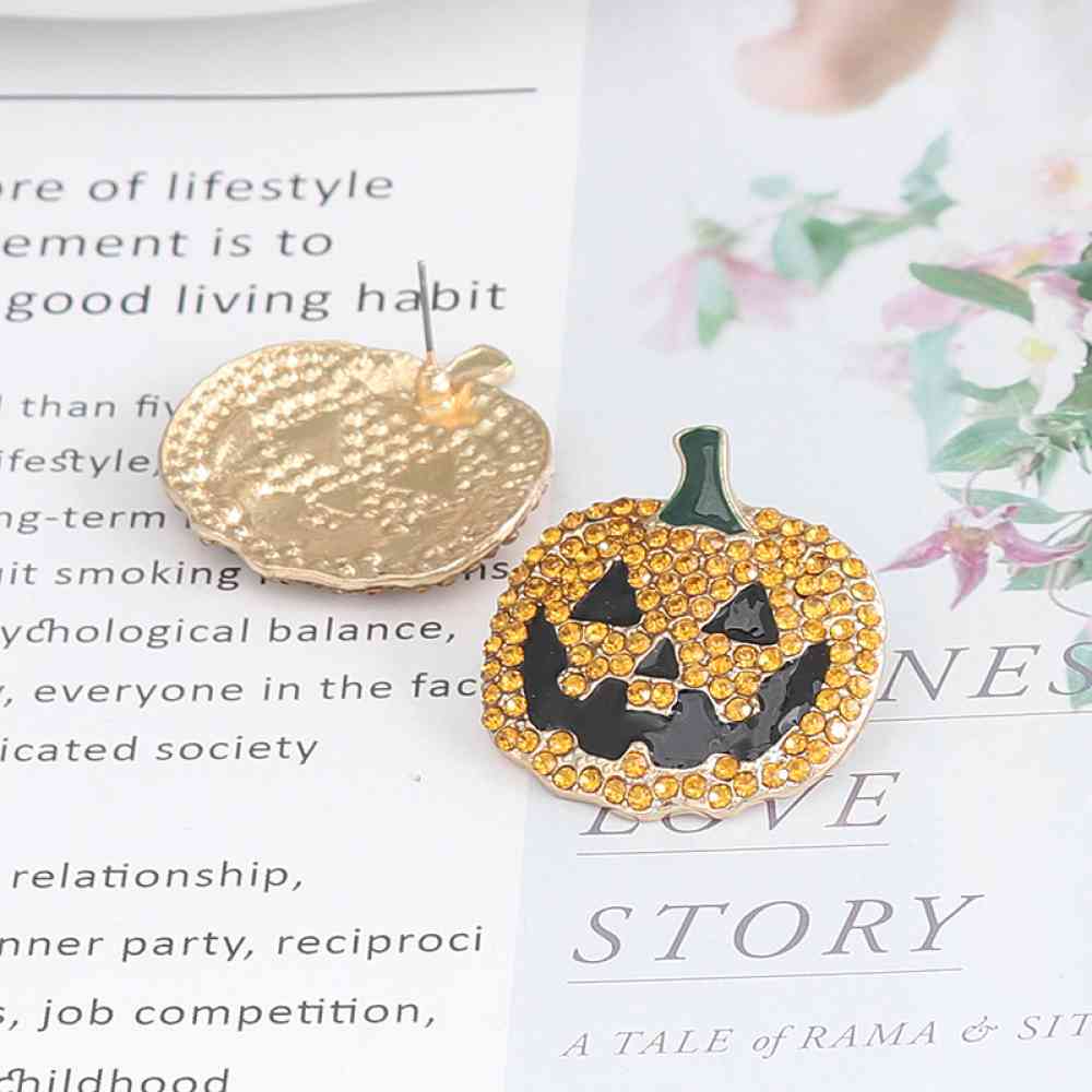 Halloween Demon Pumpkin Rhinestone Alloy Earrings