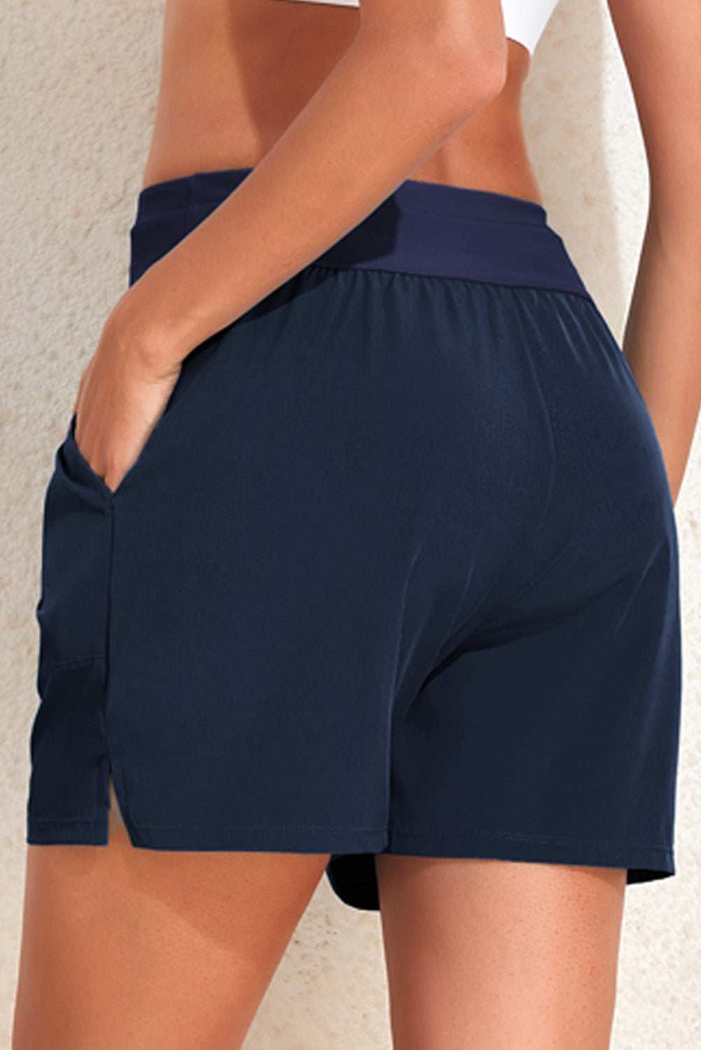 HANNAH MEA Full Size Drawstring Swim Shorts with Pockets