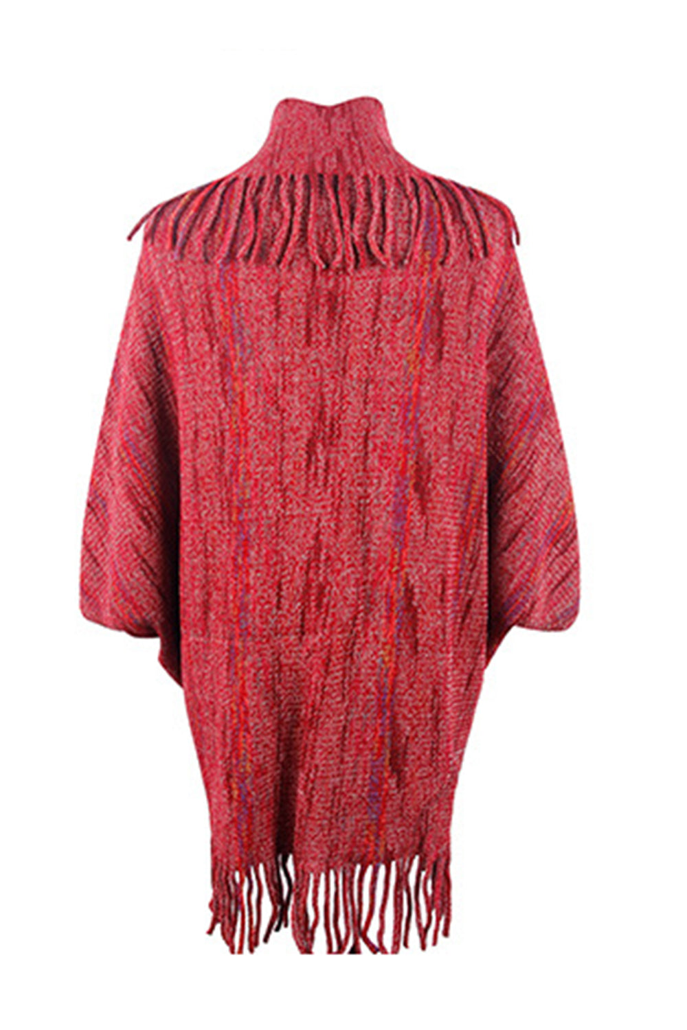 One Size Fringe Detail Printed Poncho