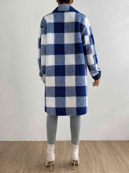 Adrien Planet Plaid Collared Neck Button Down Coat