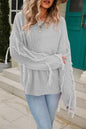 Fringe Round Neck Dropped Shoulder Sweater