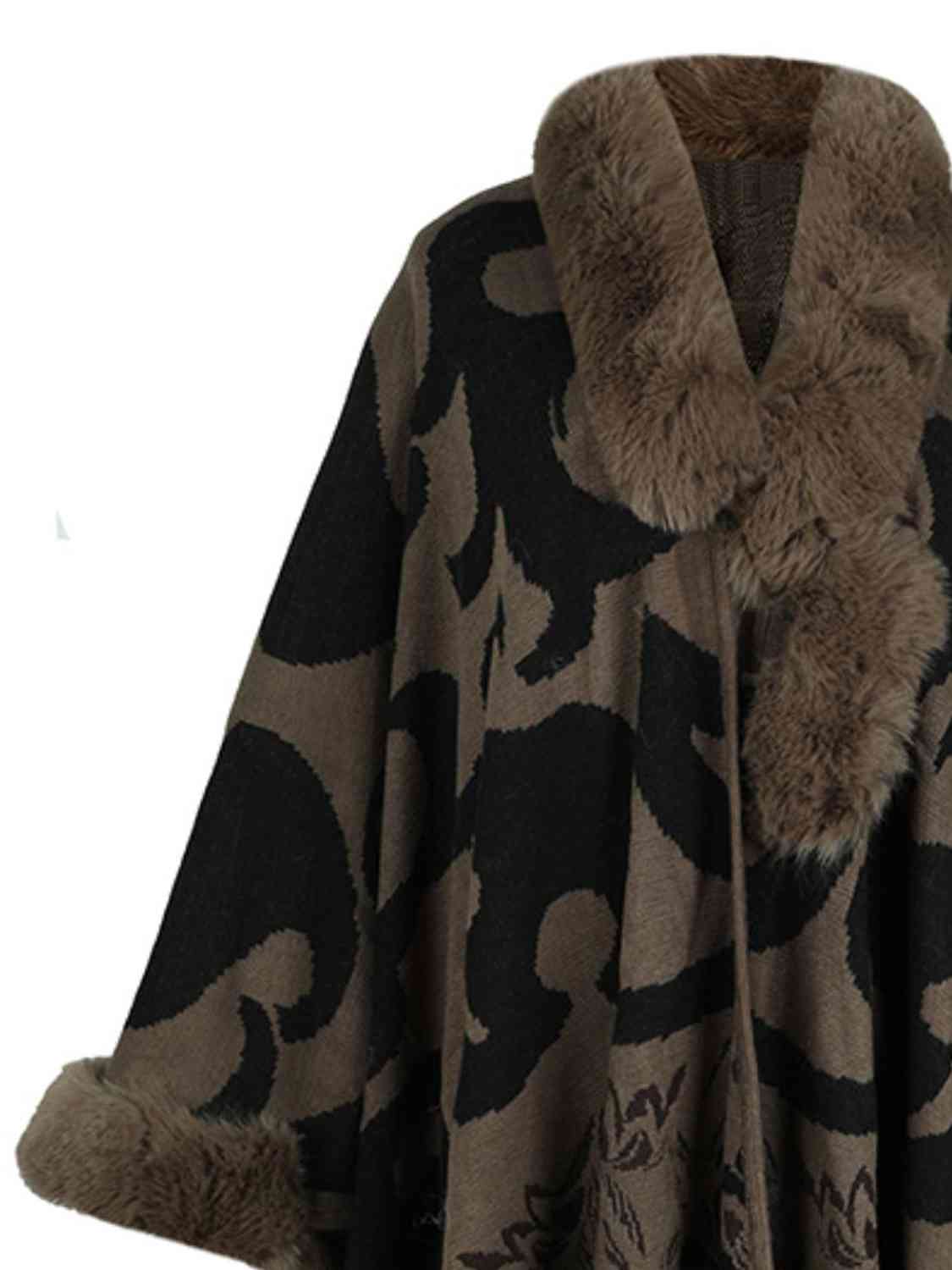 Dress To Impress One Size Faux Fur Trim Poncho