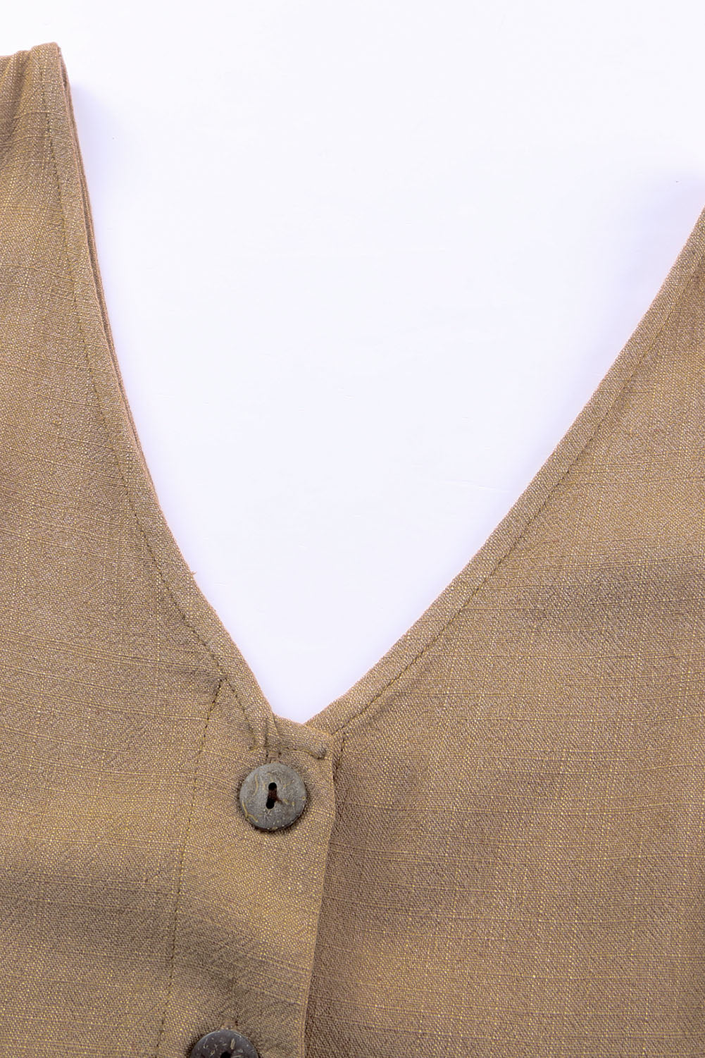 Women's Full Size Tie-Waist Buttoned Plunge Sleeveless Romper