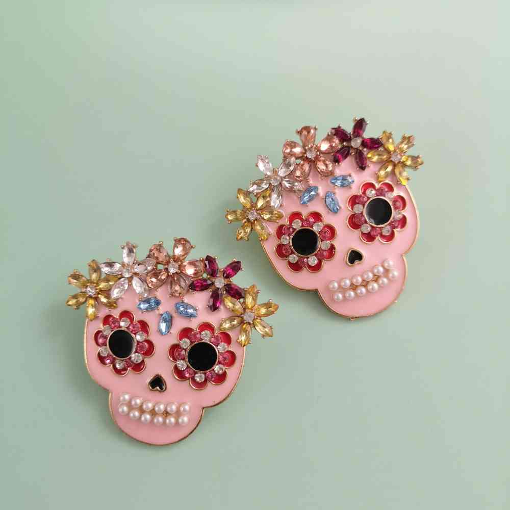 Halloween Skull Rhinestone Alloy Earrings