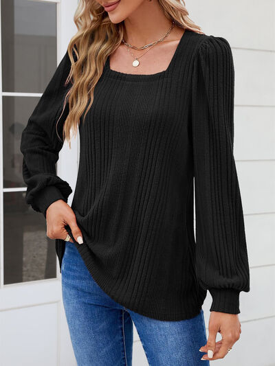 Square Neck Long Sleeve Blouse