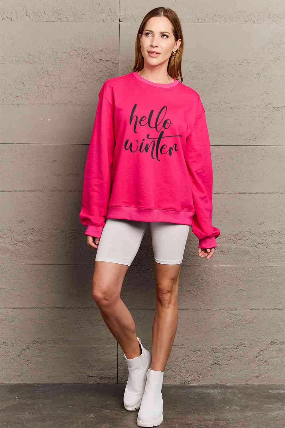 Simply Love SEASONAL Full Size HELLO WINTER Graphic Sweatshirt