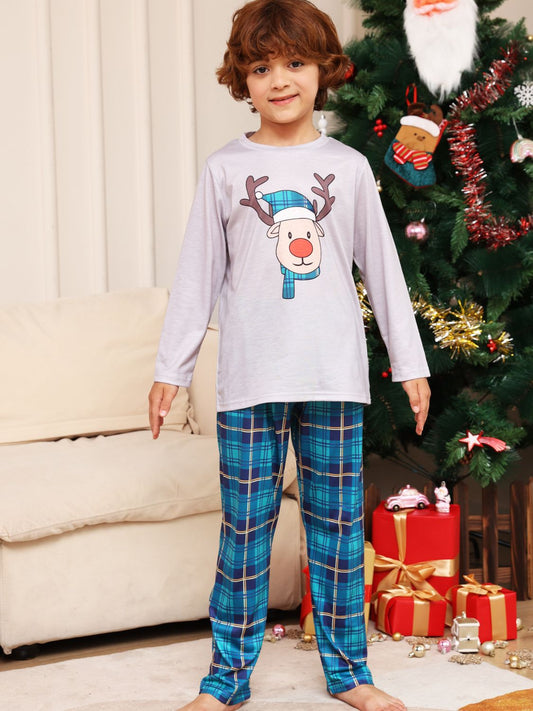 LITTLE KIDS UNISEX Christmas Rudolph Graphic Long Sleeve Top and Plaid Pants Set SZ 2T-14Y