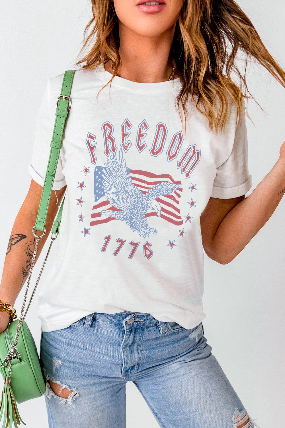 Women's Full Size FREEDOM 1776 Graphic Tee