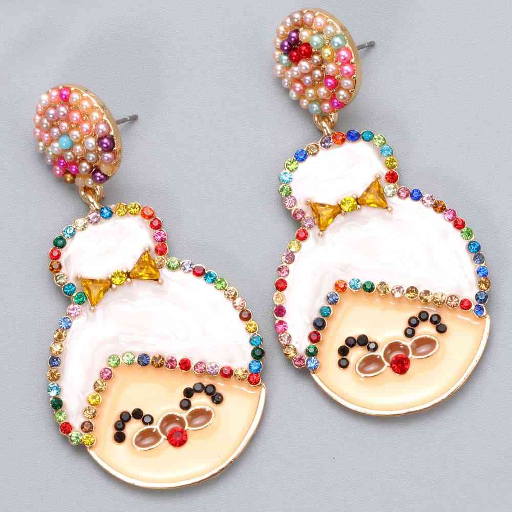 Christmas Rhinestone Alloy Mrs. Claus Earrings