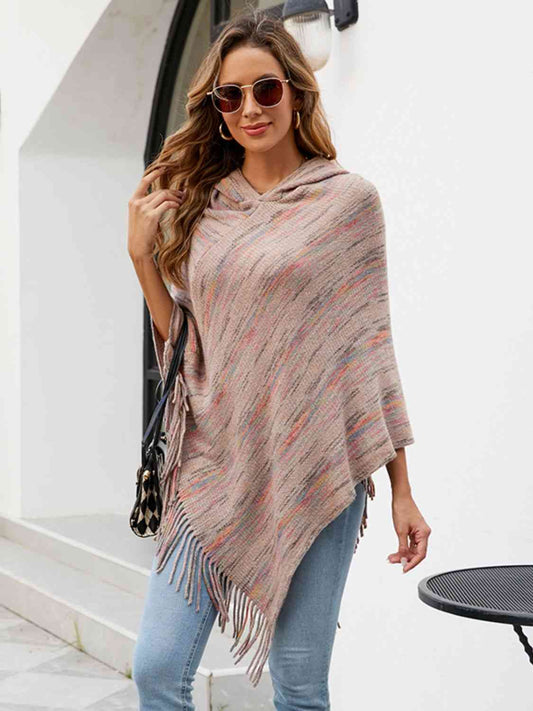 Beauty Bea One Size Fringe Hem Hooded Poncho