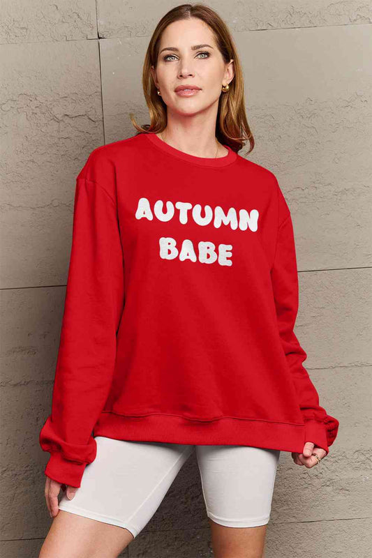 Simply Love SEASONAL Full Size AUTUMN BABE Graphic Sweatshirt