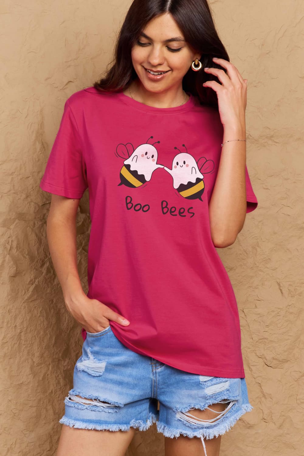 Simply Love Full Size Halloween BOO BEES Graphic Cotton T-Shirt