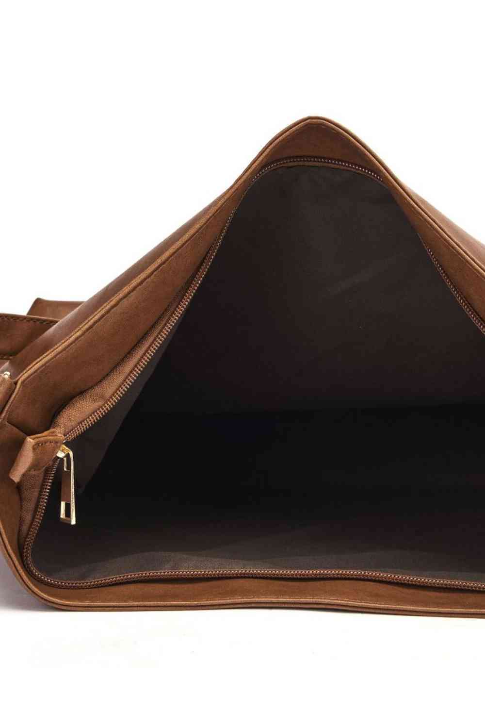 Arleth Chocolate Brown Large PU Leather Crossbody Bag