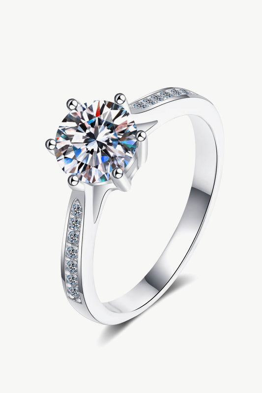 925 Sterling Silver Moissanite Adjustable Ring