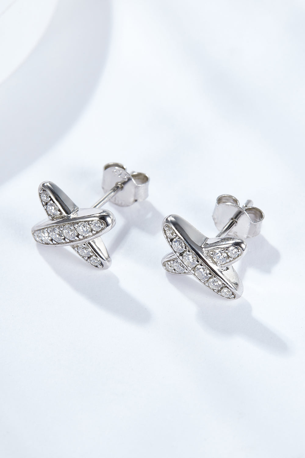 Women's 925 Sterling Silver X-Shape Moissanite Earrings