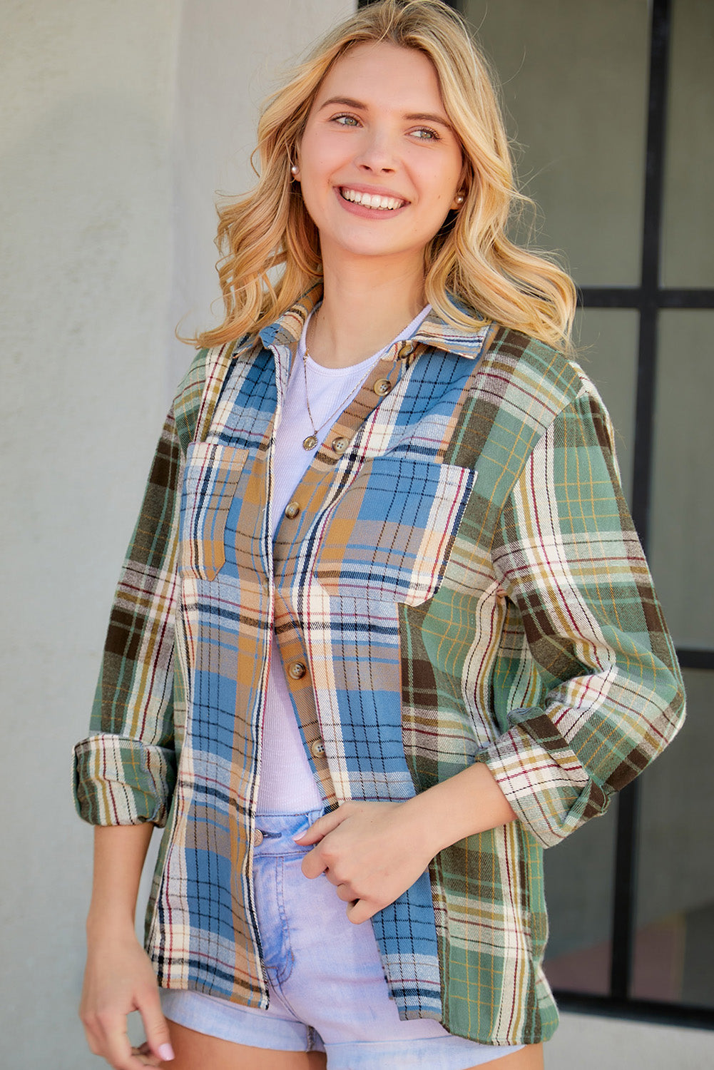 Plaid Button Up Long Sleeve Shirt