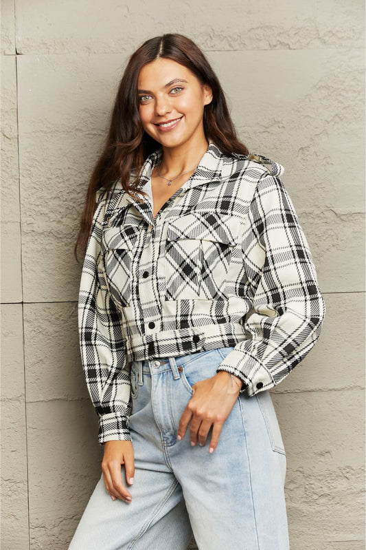 Outer Adventure Plaid Collared Neck Long Sleeve Jacket