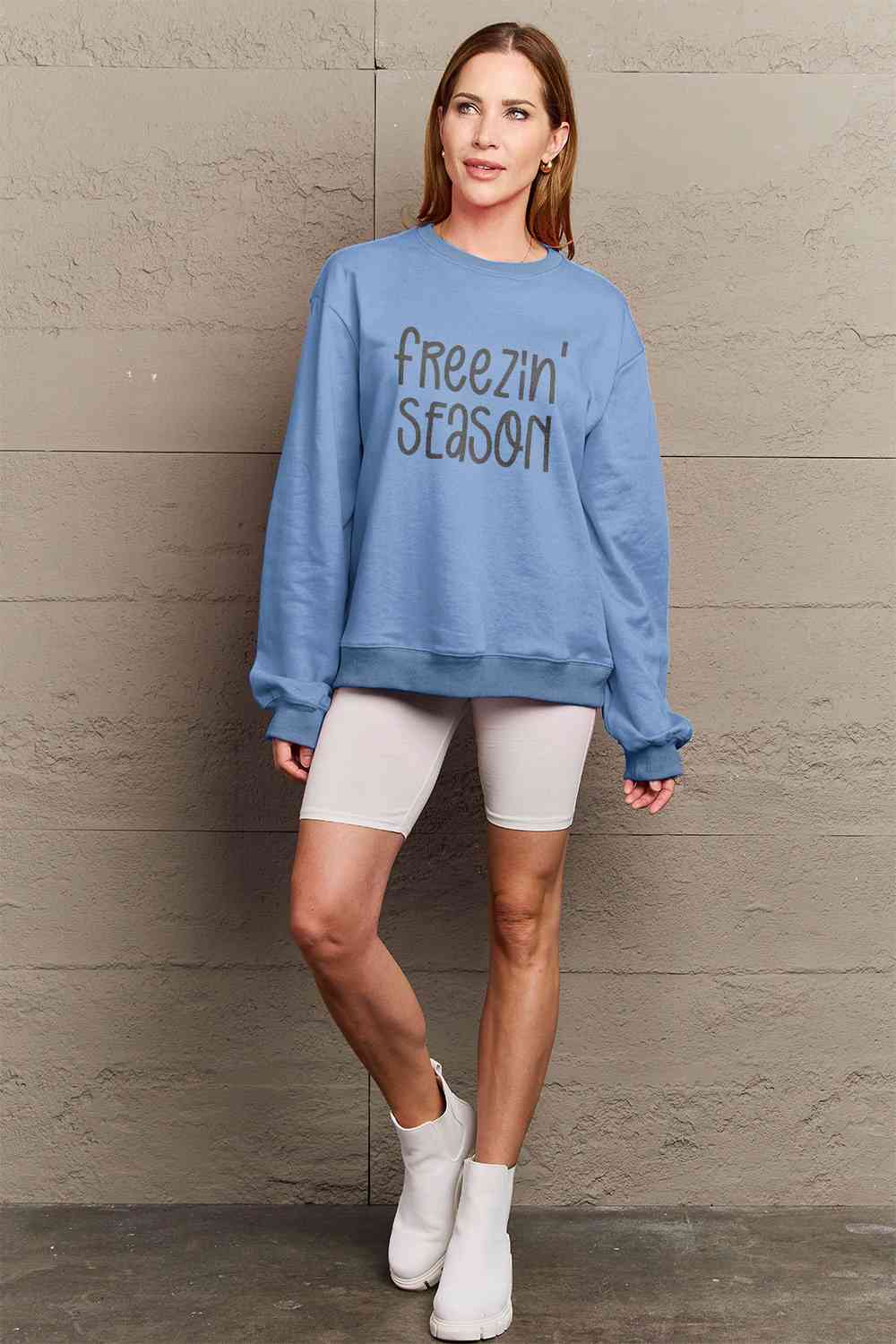 Simply Love SEASONAL Full Size FREEZIN' SEASON Graphic Sweatshirt