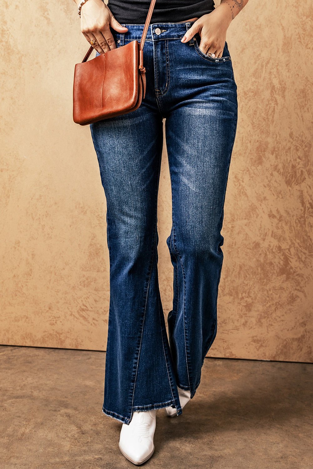 Women's High Rise Flare Jeans with Pockets