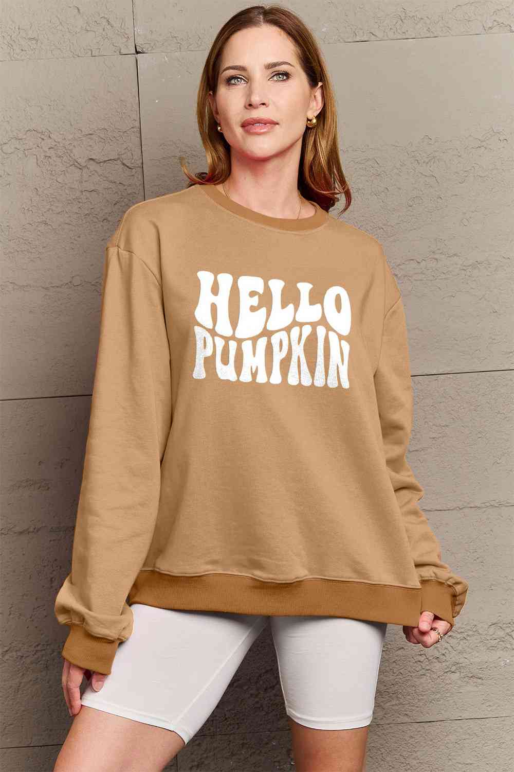 Simply Love SEASONAL Full Size HELLO PUMPKIN Graphic Sweatshirt