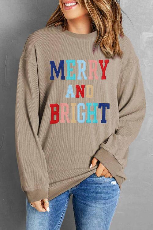 MERRY AND BRIGHT Graphic CHRISTMAS THEMED Sweatshirt